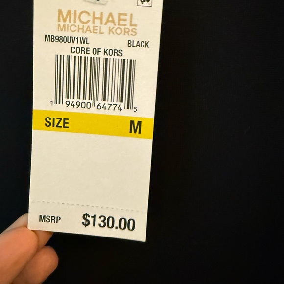 Michael Kors Black Mini Dress with Faux-Leather Trim - Picture 4 of 5